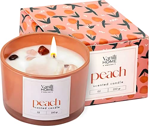 Peach Scented Candle | Aromatherapy Candle for Home | Natural Soy Candle | Best Smelling Candles for Home | Jar Candle with 100% Cotton Wick | 250 Grams Candle for Men & Women (Peach)