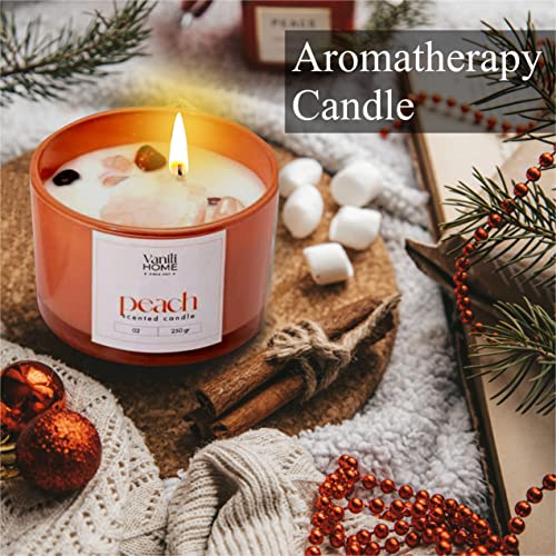 Peach Scented Candle | Aromatherapy Candle for Home | Natural Soy Candle | Best Smelling Candles for Home | Jar Candle with 100% Cotton Wick | 250 Grams Candle for Men & Women (Peach)