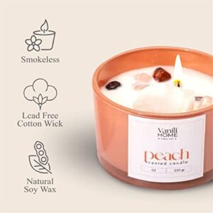 Peach Scented Candle | Aromatherapy Candle for Home | Natural Soy Candle | Best Smelling Candles for Home | Jar Candle with 100% Cotton Wick | 250 Grams Candle for Men & Women (Peach)