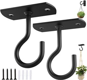 ceiling hooks for hanging plants 2pack 2.5in,wall mount hangers plant hooks,wall hooks for plants,lights,planters,lanterns,hanging bird feeders,wind chimes,indoor&outdoor decoration hooks black
