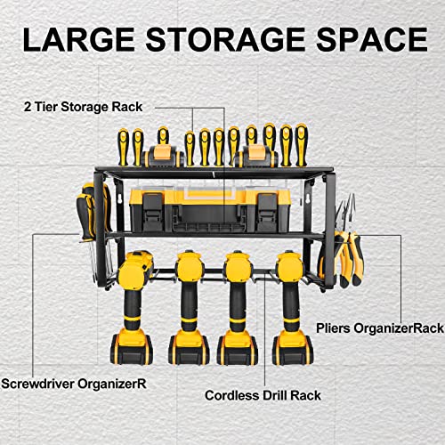 XYNB Power Tool Organizer, Drill Storage Rack Power Tool Organizer Wall Mount Drill Holder Wall Mount Drill Rack Removable Design