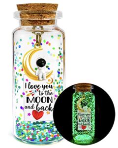 anniversary glow i love you to the moon and back message in a bottle presents cute romantic gifts for him her boyfriend girlfriend husband wife couples fun birthday christmas present valentines gift