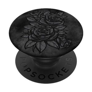cute black roses flower pattern black roses silhouette popsockets standard popgrip