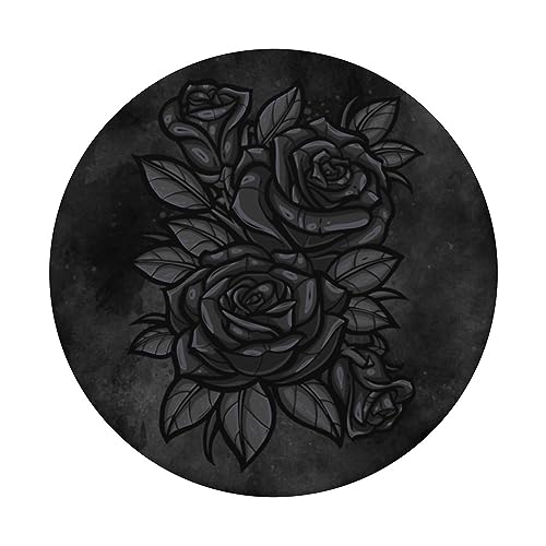 Cute Black Roses Flower Pattern Black Roses Silhouette PopSockets Standard PopGrip