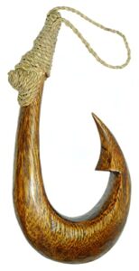 6" hand carved wood hawaiian makau fish hook