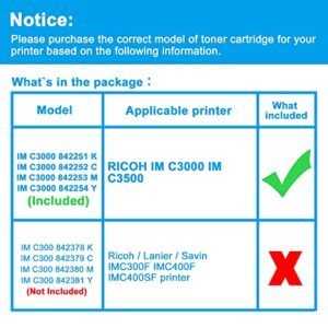 LCL Compatible Toner Cartridge Replacement for Ricoh 842251 842252 842253 842254 IM C3000 IM C3500 (4-Pack,Black,Cyan,Magenta,Yellow)