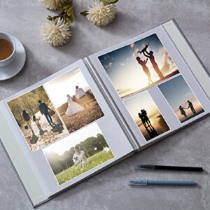 Photo Album 11x10.6 Inch, 40 Pages Self Adhesive Scrapbook Album with Gray Linen Cover Hold 3x5 4x6 5x7 6x8 8x10 inch Pictures, Woisut DIY Memory Album Book for Wedding Family Baby Travel