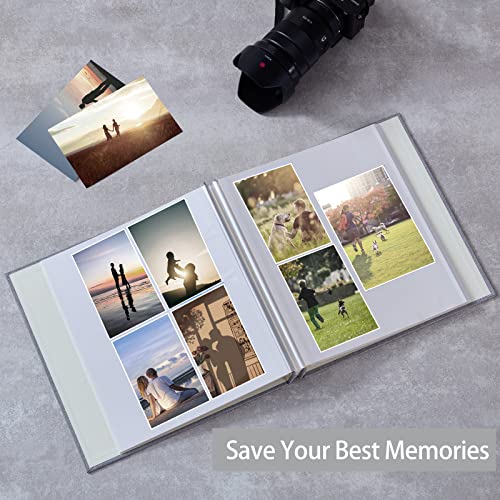 Photo Album 11x10.6 Inch, 40 Pages Self Adhesive Scrapbook Album with Gray Linen Cover Hold 3x5 4x6 5x7 6x8 8x10 inch Pictures, Woisut DIY Memory Album Book for Wedding Family Baby Travel