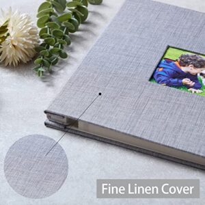 Photo Album 11x10.6 Inch, 40 Pages Self Adhesive Scrapbook Album with Gray Linen Cover Hold 3x5 4x6 5x7 6x8 8x10 inch Pictures, Woisut DIY Memory Album Book for Wedding Family Baby Travel