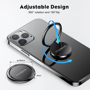 【2-Pack】 Coolpow Cell Phone Ring Holder, Finger Stand 360 Degree Rotation Finger Ring Phone Kickstand for Magnetic Car Mount Compatible with iPhone, Samsung, Smartphone Accessories