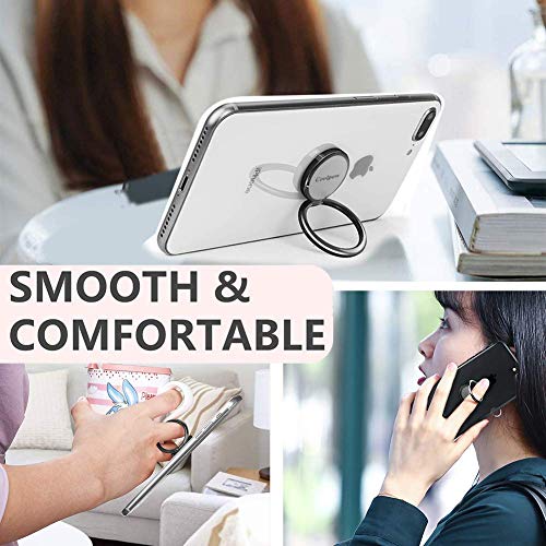 【2-Pack】 Coolpow Cell Phone Ring Holder, Finger Stand 360 Degree Rotation Finger Ring Phone Kickstand for Magnetic Car Mount Compatible with iPhone, Samsung, Smartphone Accessories