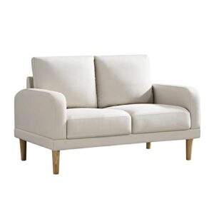 husbedom 50"(w) loveseat sofa, small couch sofas for small spaces, living room, bedroom, straight arms,easy,tool-free assembly, beige