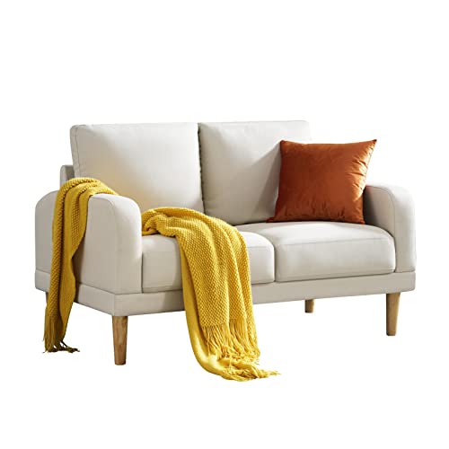 Husbedom 50"(W) Loveseat Sofa, Small Couch Sofas for Small Spaces, Living Room, Bedroom, Straight Arms,Easy,Tool-Free Assembly, Beige