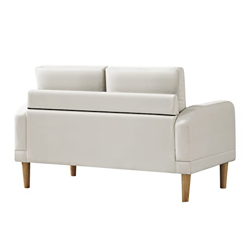 Husbedom 50"(W) Loveseat Sofa, Small Couch Sofas for Small Spaces, Living Room, Bedroom, Straight Arms,Easy,Tool-Free Assembly, Beige