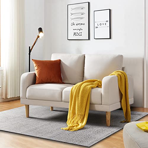 Husbedom 50"(W) Loveseat Sofa, Small Couch Sofas for Small Spaces, Living Room, Bedroom, Straight Arms,Easy,Tool-Free Assembly, Beige