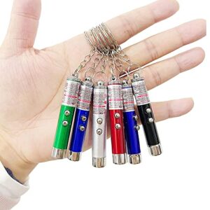 WNZQK 6 PCS Cat Toys Laser Pointer Mini Keychain Laser Pointer LED Flashlight Dog Laser Toy Pet Remote Control Laser (6 Pcs Pack A)