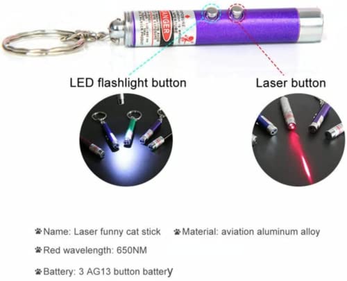 WNZQK 6 PCS Cat Toys Laser Pointer Mini Keychain Laser Pointer LED Flashlight Dog Laser Toy Pet Remote Control Laser (6 Pcs Pack A)