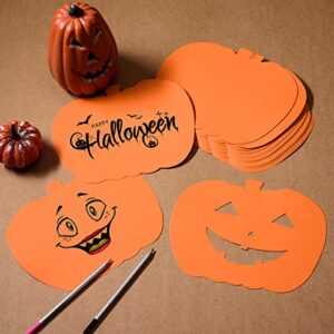 48Pcs Pumpkin Cutouts Paper 9. 5’’x 7.5’’ Thanksgiving Pumpkin Shape Cut-Outs Halloween Classroom Decorations for Fall Harvest Autumn Back to School Party Supplies Bulletin Board Kids Craft Project