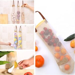 Reusable Grocery Bags Veggies Fruits Holder Counter Space Saver Net Storage Pouch for Onion Potato Garlic Pack 2