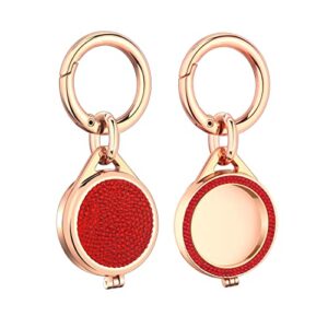 compatible with airtag case with keychain,sparkly diamond case shockproof protective premium bling rhinestone cover skin for air tag (red-rose gold)