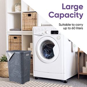 Superio Wicker Laundry Hamper, Large, Gray