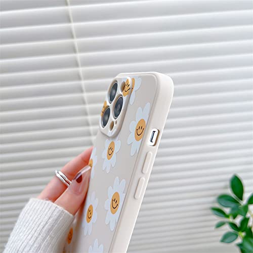 White Sunflower Cute Flower Phone Case for Apple iPhone 13 Pro Max 6.7 inch Smooth Silicone Soft Cover for iPhone 13ProMax 6.7"