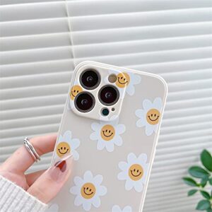 White Sunflower Cute Flower Phone Case for Apple iPhone 13 Pro Max 6.7 inch Smooth Silicone Soft Cover for iPhone 13ProMax 6.7"