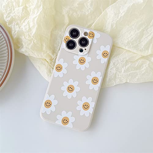 White Sunflower Cute Flower Phone Case for Apple iPhone 13 Pro Max 6.7 inch Smooth Silicone Soft Cover for iPhone 13ProMax 6.7"