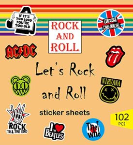 csimyun rock sricker book 102pcs cool stickers waterproof & sun-protection rock punk band graffiti hand account stickers trolley case removable car stickers