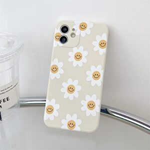 White Sunflower Cute Flower Phone Case for Apple iPhone 12 Mini 5.4 inch Smooth Silicone Soft Cover for iPhone 12mini