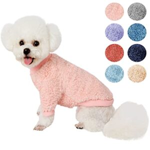 dog sweaters for small dog boys or girls cat puppy clothes sweatshirts soft warm winter coats apparels for dogs and cats (small, angel pink)