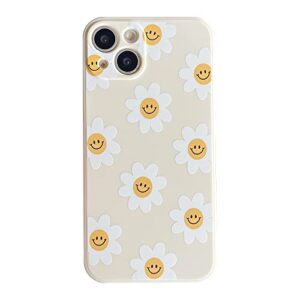 white sunflower cute flower phone case for apple iphone 13 6.1 inch smooth silicone soft cover for iphone 13 6.1"