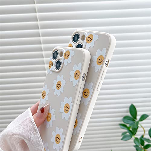 White Sunflower Cute Flower Phone Case for Apple iPhone 13 6.1 inch Smooth Silicone Soft Cover for iPhone 13 6.1"