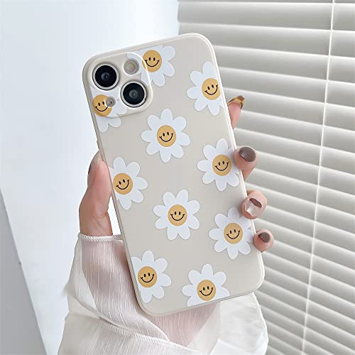 White Sunflower Cute Flower Phone Case for Apple iPhone 13 6.1 inch Smooth Silicone Soft Cover for iPhone 13 6.1"