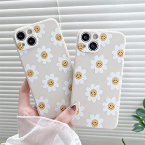 White Sunflower Cute Flower Phone Case for Apple iPhone 13 6.1 inch Smooth Silicone Soft Cover for iPhone 13 6.1"