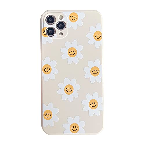 White Sunflower Cute Flower Phone Case for Apple iPhone 11 Pro Max 6.5 inch Smooth Silicone Soft Cover for iPhone 11ProMax 6.5"
