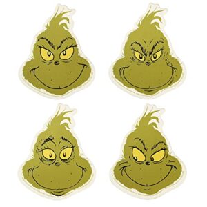 the grinch expressions shaped ceramic coaster set
