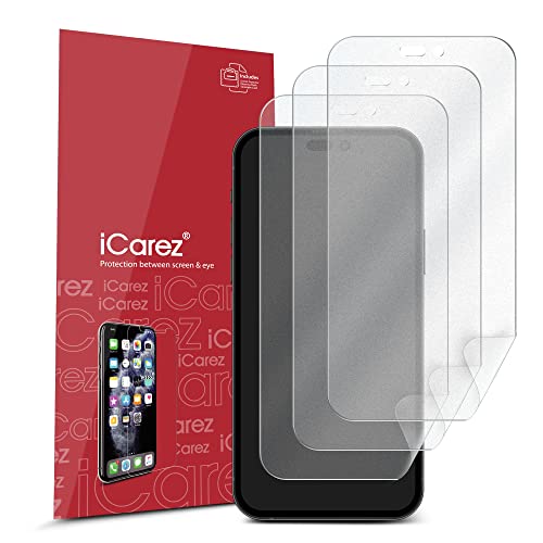 iCarez HD Anti Glare Matte Screen Protector for iPhone 14 Pro Max 6.7-inches [3 Pack] (Case Friendly) Premium No Bubble Easy to Apply with Hinge Installation