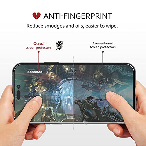 iCarez HD Anti Glare Matte Screen Protector for iPhone 14 Pro Max 6.7-inches [3 Pack] (Case Friendly) Premium No Bubble Easy to Apply with Hinge Installation