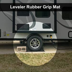 Tallew 2 Pieces Camper Leveler Grip Rubber Mat RV Leveling Blocks Durable Grip Rubber Mat with Wear Resistant Rubber Easily Level Travel Trailer up to 35000 Lbs, Black