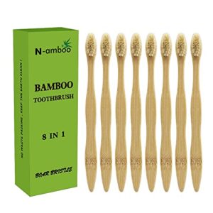 n-amboo bamboo toothbrush boar bristles 100% biodegradable and natural 8 pieces of one pack