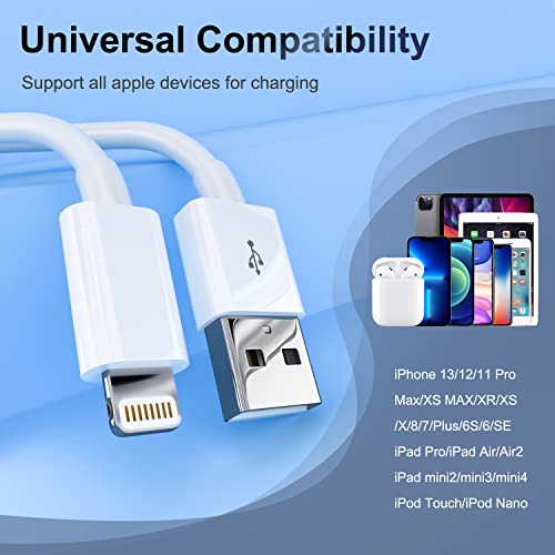 iPhone Charger 6 Feet Apple MFi Certified, Lightning Cable 6FT Fast Charging Cord Compatible with iPhone 14 13 12 11 Pro Max XR XS X 8 7 Plus 6S / iPad/Airpods (3 Pack)