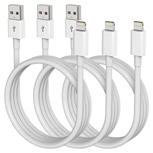 iphone charger 6 feet apple mfi certified, lightning cable 6ft fast charging cord compatible with iphone 14 13 12 11 pro max xr xs x 8 7 plus 6s / ipad/airpods (3 pack)