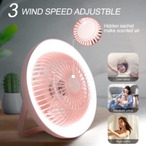 Battery Operated Fan, 3 Speed Upgraded Powerful Airflow, Max 20H Battery Powered Fan Rechargeable, Table Fan for Camping, Bedside, Desk, Quiet Small Fan, 90° Tilt Stand, Hangable USB Fan Type-C Port