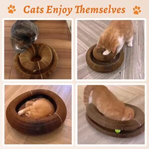 2pcs Magic Organ Cat Scratching Board with 4 Cat Ball Toys Foldable Cat Cordain Scratcher for Grinding Claw, Durable Interactive Cat Scratching Cardboard for Indoor Cats