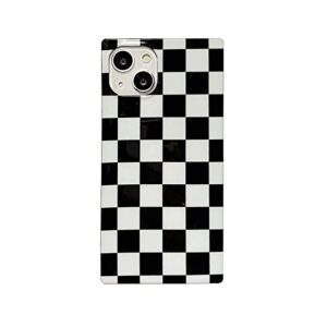reezaddin square checkered phone case for iphone 13 pro max black white grids plaid checkerboard slim soft classic trunk design strong shockproof protective checker cover for iphone 13promax 6.7"