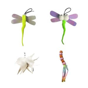 alxk indoor teaser cat toy interactive dragonfly retractable self-amused toys - 2 pieces cat toys with sticky non-marking hooks keep cats in a good mood all day, 5.9*8.3*1.6
