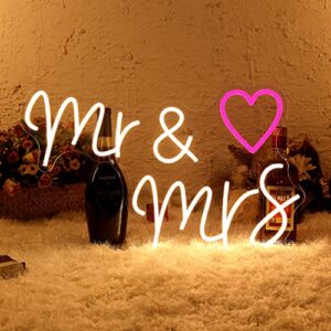 yeeficent neon sign for wall decor, will you marry me for proposal wedding decorations, 23 inches large dimmable neon light, custom neon signs for bedroom, personalized light up led sign (warm white-ms $mrs)