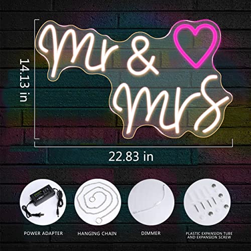 Yeeficent Neon Sign for Wall Decor, Will You Marry Me for Proposal Wedding Decorations, 23 Inches Large Dimmable Neon Light, Custom Neon Signs for Bedroom, Personalized Light Up LED Sign (Warm White-ms $mrs)