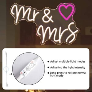 Yeeficent Neon Sign for Wall Decor, Will You Marry Me for Proposal Wedding Decorations, 23 Inches Large Dimmable Neon Light, Custom Neon Signs for Bedroom, Personalized Light Up LED Sign (Warm White-ms $mrs)